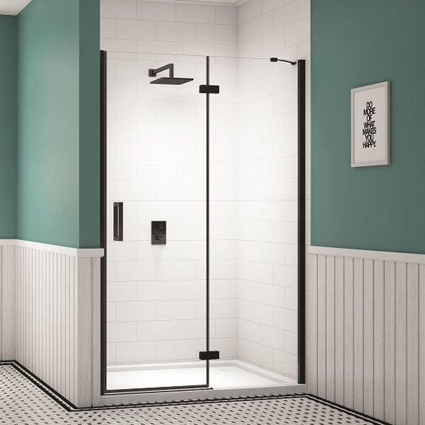 Merlyn Black Hinged 1400 Shower Door and Inline Panel