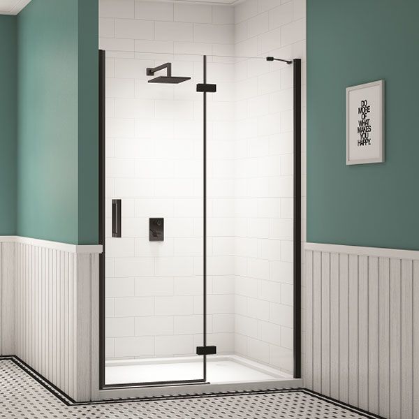 Merlyn Ionic Essence Frameless Black Hinged Shower Door with Inline Panel 1000mm