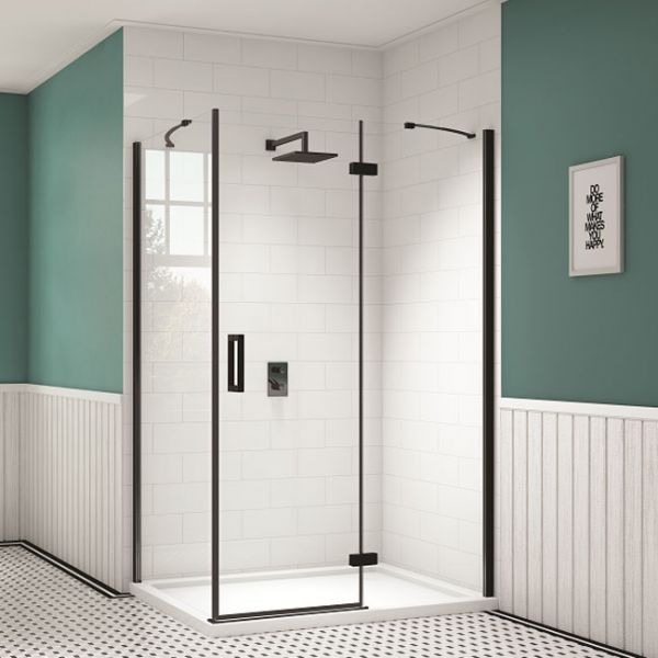 Merlyn Ionic Essence Frameless Black Hinged Shower Door with Inline Panel 1000mm #2