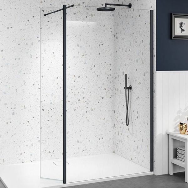 Merlyn Matt Black 8mm Wetroom Panel 900 Wide