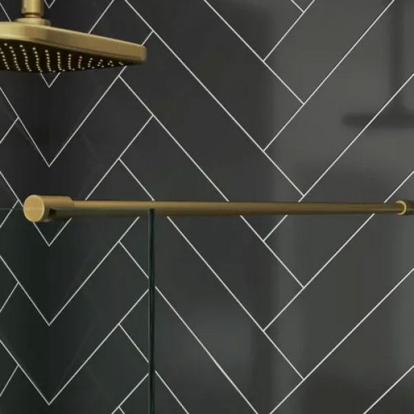 Merlyn Brushed Brass 8mm Wetroom Panel 1600 Wide #2