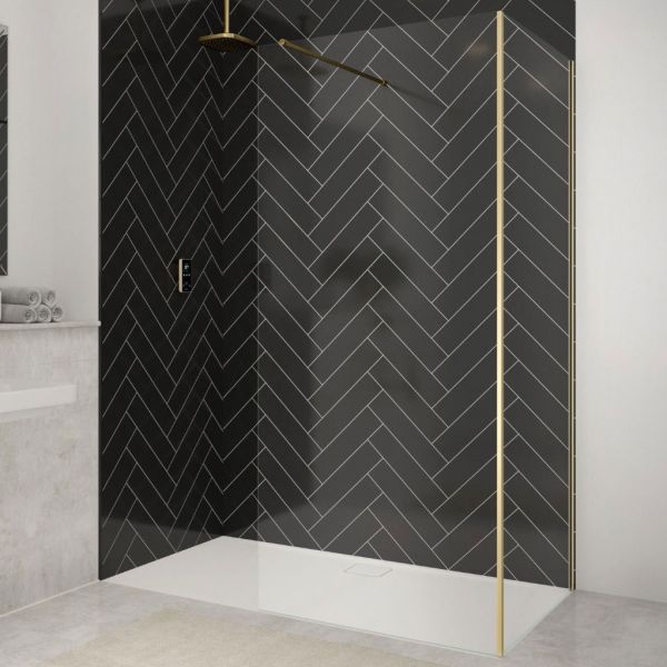 Merlyn Brushed Brass 8mm Wetroom Panel 1600 Wide #3