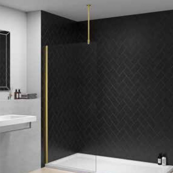 Merlyn Brushed Brass 8mm Wetroom Panel 1600 Wide #4