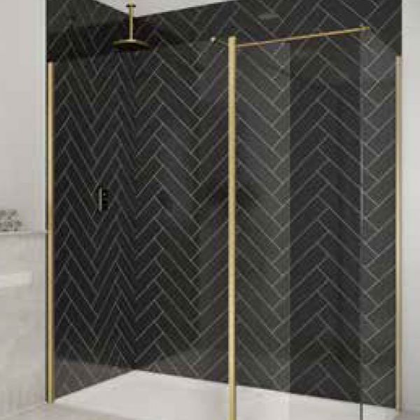 Merlyn Brushed Brass 8mm Wetroom Panel 1600 Wide #5
