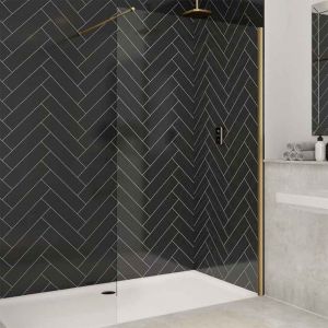 Merlyn Brushed Brass 8mm Wetroom Panel 800 Wide