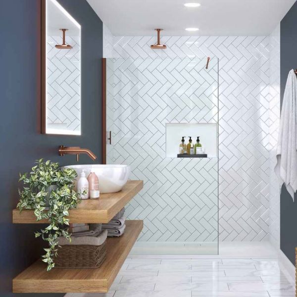 Merlyn Brushed Bronze 8mm Wetroom Panel 800 Wide