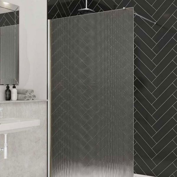 Merlyn Chrome 8mm Fluted Glass Wetroom Panel 1000 Wide