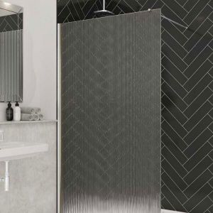 Merlyn Chrome 8mm Fluted Glass Wetroom Panel 1000 Wide