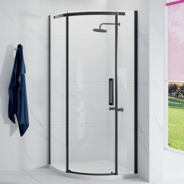 Merlyn Ionic Essence Frameless Black Quadrant Shower Enclosure 900 x 900