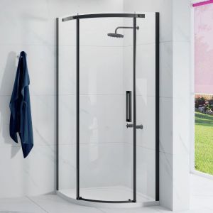 Merlyn Ionic Essence Frameless Black Quadrant Shower Enclosure 900 x 900