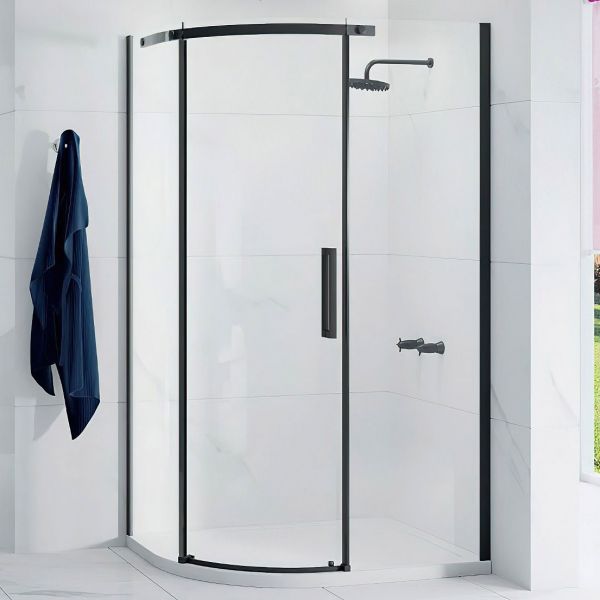 Merlyn Ionic Essence Frameless Black Offset Quadrant Shower Enclosure 1200 x 900