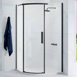 Merlyn Ionic Essence Frameless Black Offset Quadrant Shower Enclosure 1200 x 900