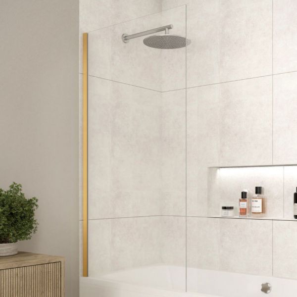Merlyn Brushed Bronze Square Fixed Bath Screen 1500 x 800mm