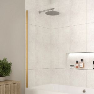 Merlyn Brushed Bronze Square Fixed Bath Screen 1500 x 800mm