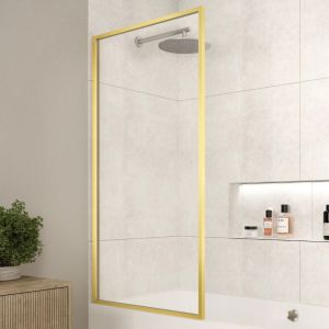 Merlyn Brushed Brass Framed Bath Screen 1500 x 800mm