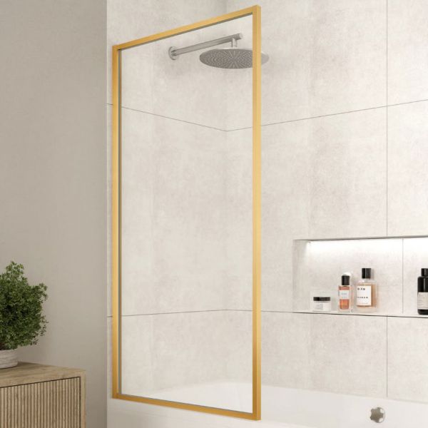 Merlyn Brushed Bronze Framed Bath Screen 1500 x 800mm