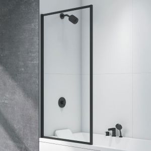 Merlyn Matt Black Framed Bath Screen 1500 x 800mm