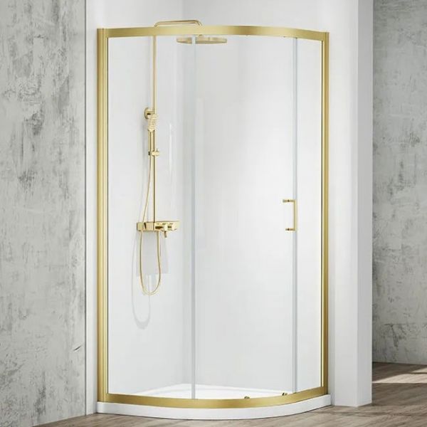 Merlyn MBOX Brushed Brass 800 One Door Quadrant Shower Enclosure