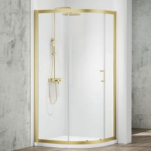 Merlyn MBOX Brushed Brass 1000 x 800 One Door Offset Quadrant Shower Enclosure