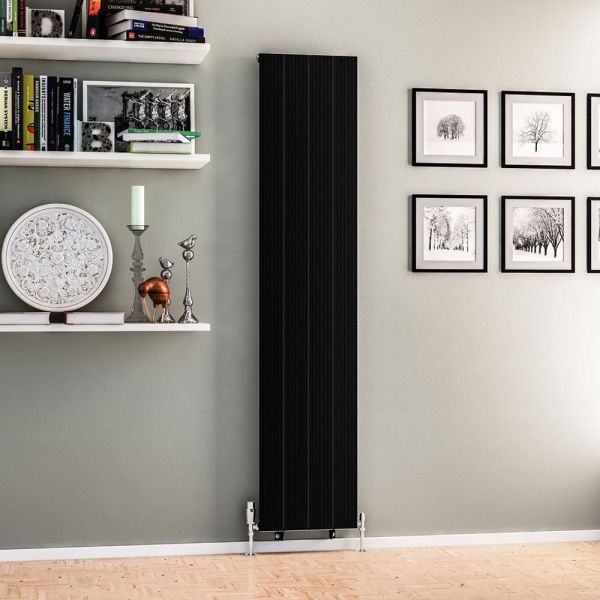 Eastbrook Mersey 1800 x 375 Matt Black Aluminium Designer Radiator #2