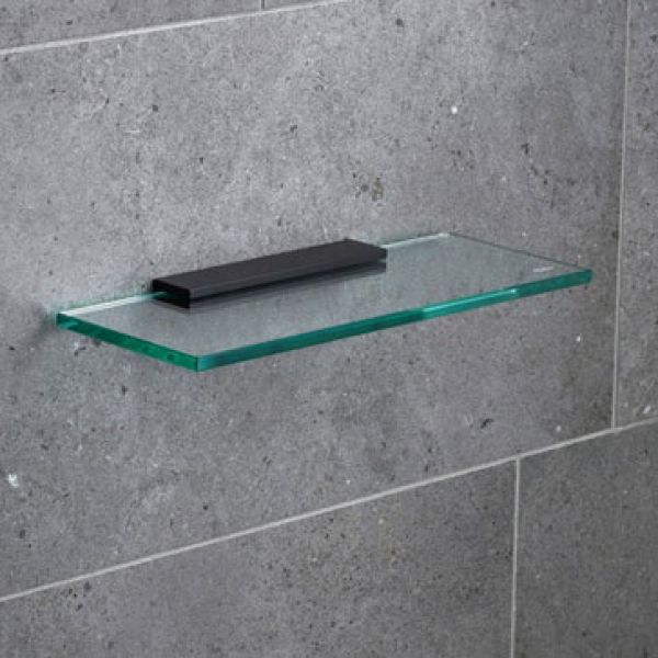 Miller Classic 300mm Glass Shelf with Matt Black Bracket