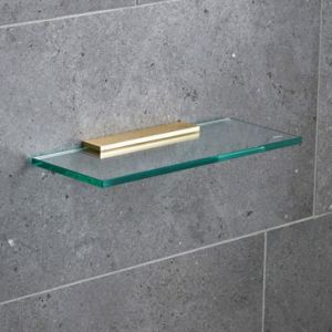 Miller Classic 300mm Glass Shelf with Brushed Lacquered Brass Bracket
