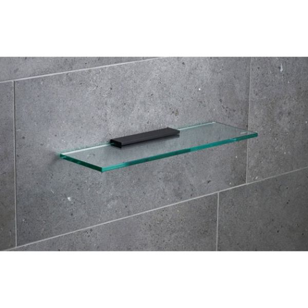 Miller Classic 400mm Glass Shelf with Matt Black Bracket