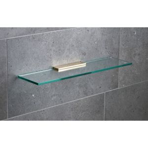 Miller Classic 500mm Glass Shelf with Polished Untreated Brass Bracket