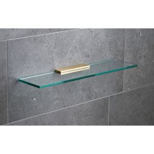 Miller Classic 500mm Glass Shelf with Brushed Lacquered Brass Bracket