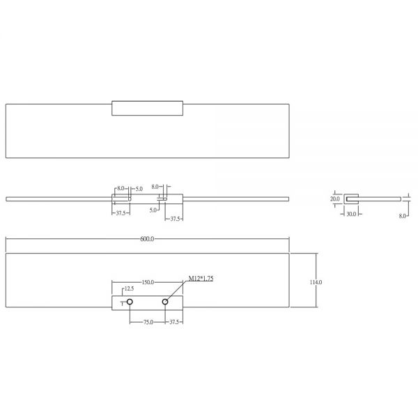 Miller Classic 600mm Glass Shelf with Matt Black Bracket #3