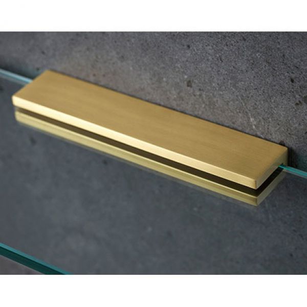 Miller Classic 400mm Glass Shelf with Brushed Lacquered Brass Bracket #2