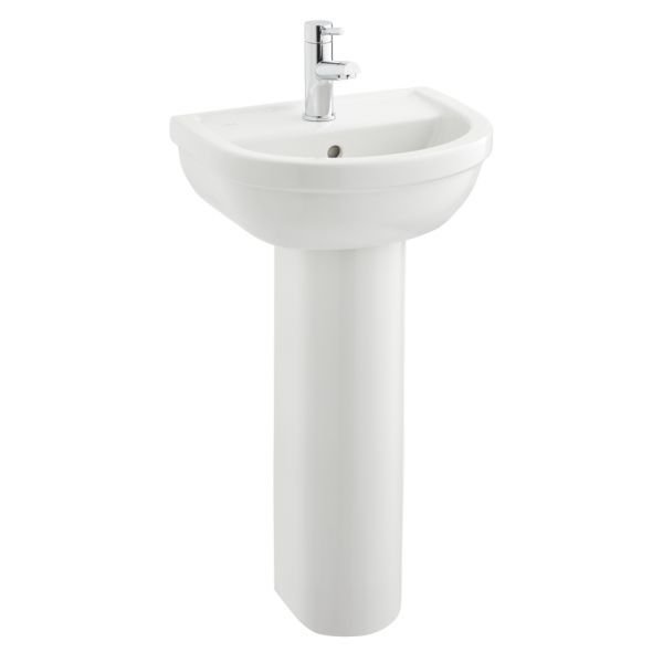 Kartell Milton 455 x 355mm One Tap Hole Basin and Pedestal