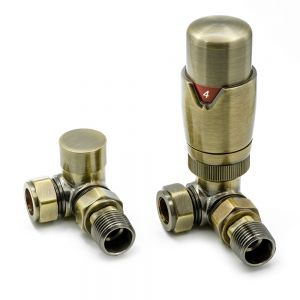 Reina Modal Bronze Corner TRV Radiator Valves with Lockshield