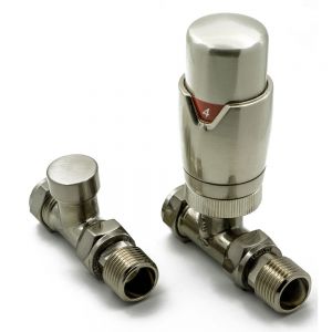 Reina Modal Brushed Straight TRV Radiator Valves with Lockshield