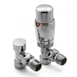 Reina Modal Chrome Angled TRV Radiator Valves with Lockshield