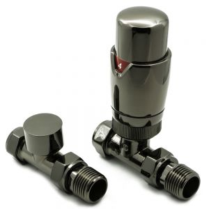 Reina Modal Oiled Bronze Straight TRV Radiator Valves with Lockshield