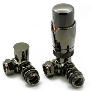 Reina Modal Oiled Bronze Corner TRV Radiator Valves with Lockshield