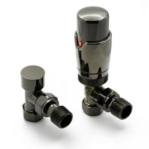 Reina Modal Oiled Bronze Angled TRV Radiator Valves with Lockshield