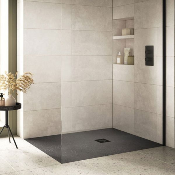 Moods 1200 x 900mm Grey Slate Effect Rectangular Shower Tray