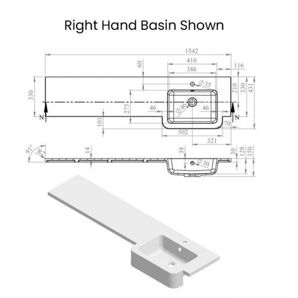 Moods Avonwick White Gloss 1542mm Basin and WC Unit Pack LH #2