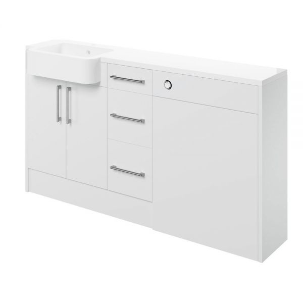Moods Avonwick Drawer White Gloss 1542mm Basin and WC Unit Pack LH