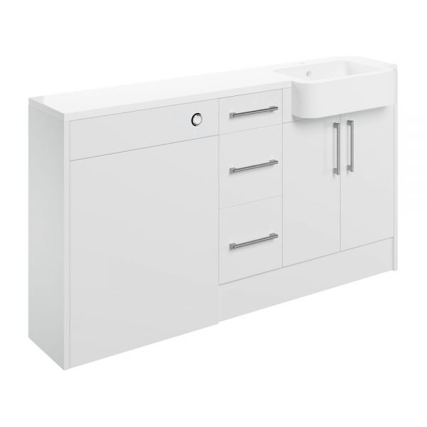 Moods Avonwick Drawer White Gloss 1542mm Basin and WC Unit Pack RH