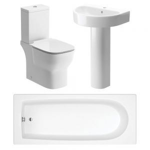 Moods Ayrton Toilet, Basin and 1800 Bath Bathroom Suite