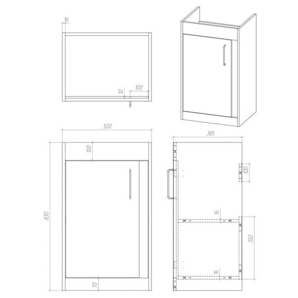 Moods Elmscott 500mm Matt Graphite Grey Floor Standing Unit and Basin #2