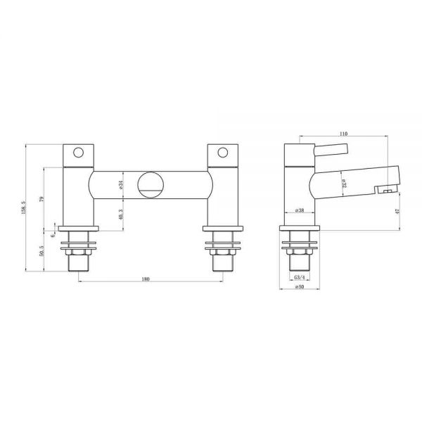 Moods Bethesda Chrome Bath Filler Tap #2
