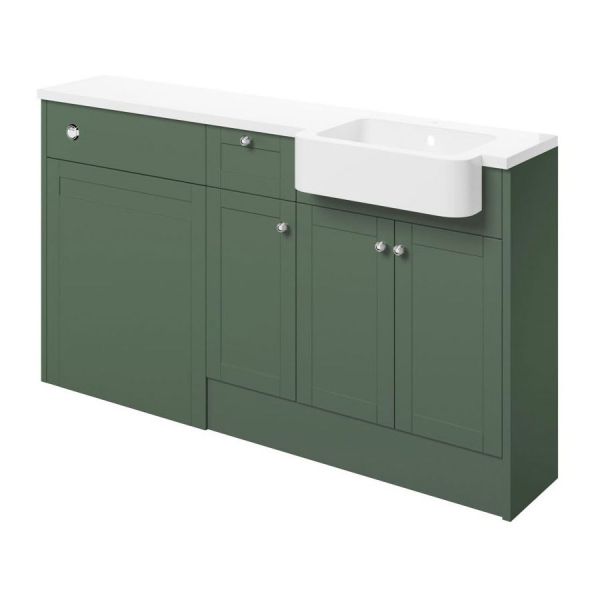 Moods Bickington Fitted Sage Green 1542mm Basin and WC Unit Pack RH