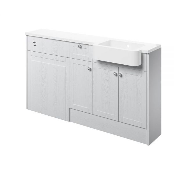 Moods Bickington Fitted  White Ash 1542mm Basin and WC Unit Pack RH