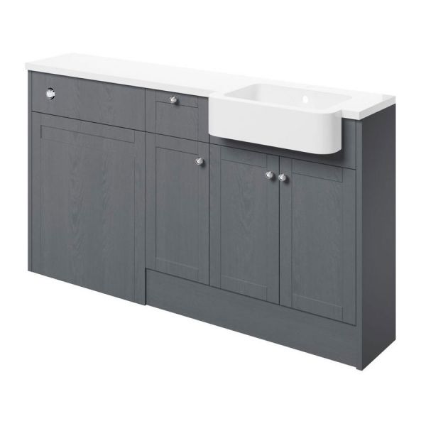 Moods Bickington Fitted Grey Ash 1542mm Basin and WC Unit Pack RH