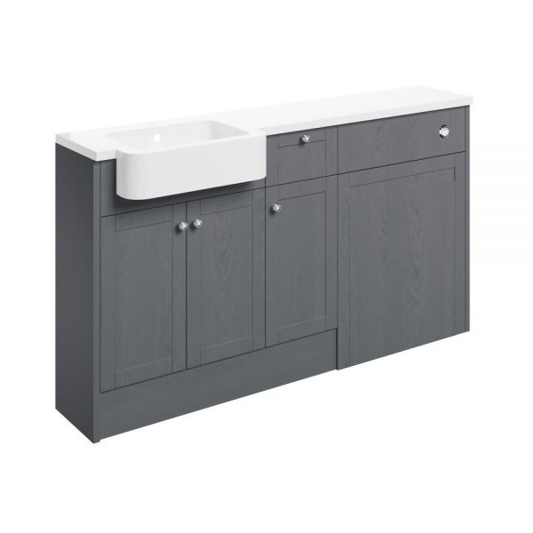 Moods Bickington Fitted Grey Ash 1542mm Basin and WC Unit Pack LH