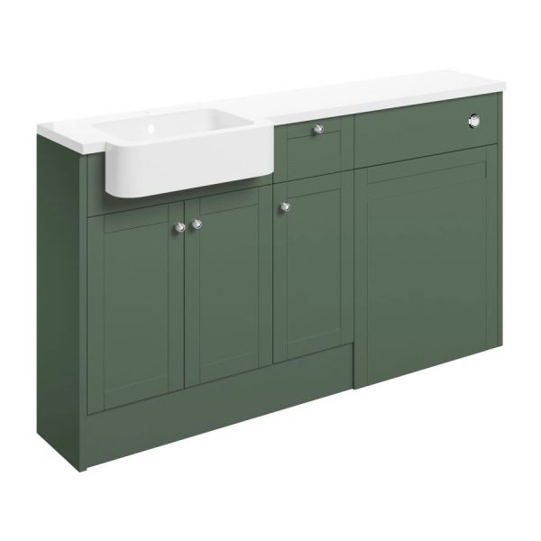 Moods Bickington Fitted Sage Green 1542mm Basin and WC Unit Pack LH